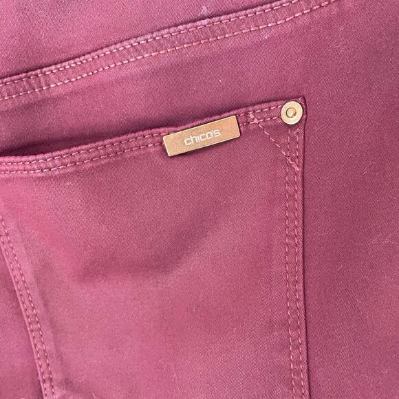 NWT CHICO'S Girlfriend Ankle Jeans Chico's Size 0 or US 4 Burgundy Cherry Red - Picture 5 of 9